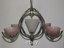 06d17 Lustre Moderniste Formes Libres Chrome Epoque Art Déco Style Adnet Petitot