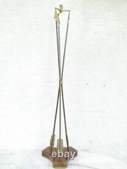 07f28 Ancien Lampadaire Lampe Art Déco 3 Fleches Laiton Croisees Gout De Jansen