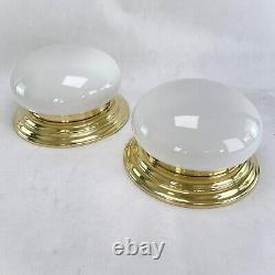 1 De 2 Art Déco Lampe de Plafond Grand Plafoniere Laiton Verre Opale