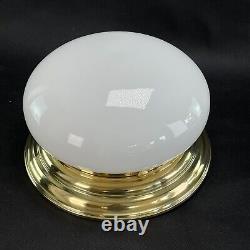 1 De 2 Art Déco Lampe de Plafond Grand Plafoniere Laiton Verre Opale