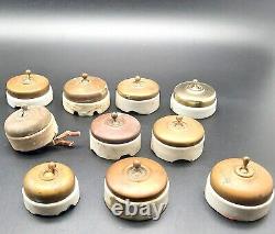 10 interrupteurs ancien porcelaine et laiton