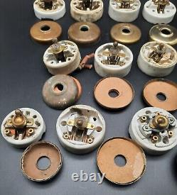 10 interrupteurs ancien porcelaine et laiton