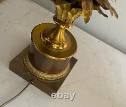 1950/70 Paire De Lampes Maison Charles, Ananas Bronze, Abat-jour Laiton, Signée
