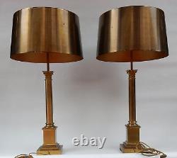 1950/70 Paire de Lampes Colonnes Coryntiennes en Laiton/Bronze Signées Charles