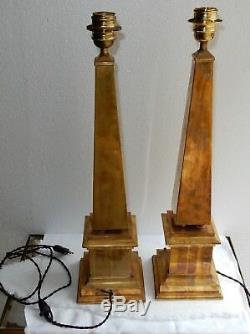 1970' Paire de Lampes Obelisques en Laiton