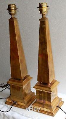 1970' Paire de Lampes Obelisques en Laiton