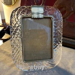 1980s Barovier Style Art Déco Clear Murano Glass And Laiton Picture Frame