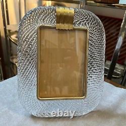 1980s Barovier Style Art Déco Murano Glass Et Laiton Rectangulaire Picture Frame