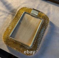 1990s Barovier Style Art Déco Amber Murano Glass And Laiton Picture Frame