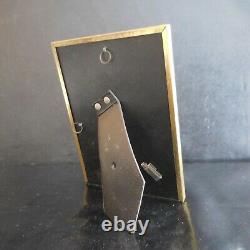 2 cadres métal doré laiton verre portrait miniature porte photo vintage N3953