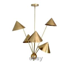 5 Clair Art Déco Brut Laiton Lustre Luminaire Superbe Artistique Lampe