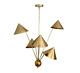 5 Clair Art Déco Brut Laiton Lustre Luminaire Superbe Artistique Lampe