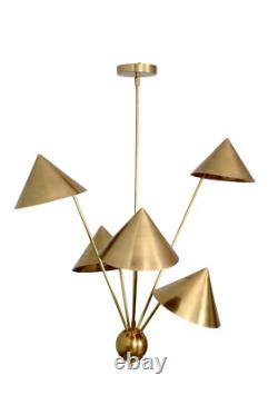 5 Clair Art Déco Brut Laiton Lustre Luminaire Superbe Artistique Lampe