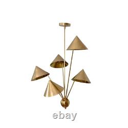 5 Clair Art Déco Brut Laiton Lustre Luminaire Superbe Artistique Lampe