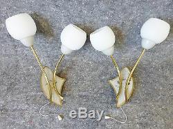 ADORABLE PAIRE D'APPLIQUES 1950 VINTAGE 50S ROCKABILLY FRENCH 50's WALL LIGHTS