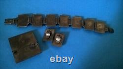 ART DECO Ensemble Chimères sur Celluloid sur Laiton Bracelet Clips & Broche