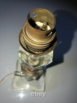 ART DÉCO Lampe à fût en verre et laiton style ADNET Hauteur 23cm