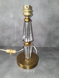 Ancien pied de lampe des années 30 cristal et laiton vintage