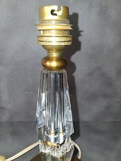 Ancien pied de lampe des années 30 cristal et laiton vintage