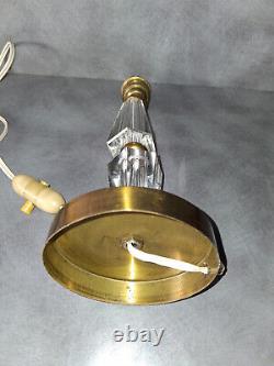 Ancien pied de lampe des années 30 cristal et laiton vintage