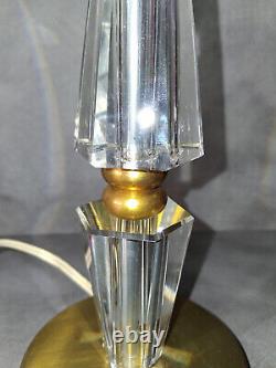 Ancien pied de lampe des années 30 cristal et laiton vintage