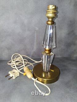 Ancien pied de lampe des années 30 cristal et laiton vintage