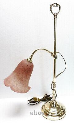 Ancienne LAMPE de bureau télescopique orientable art-déco laiton pâte de verre