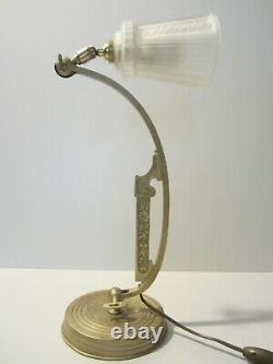 Ancienne Lampe Bureau Art Deco En Laiton/old Lamp/luminaire Articule/de Chevet/
