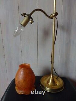 Ancienne Lampe Bureau Salon Bronze/laiton Art Nouveau/deco Tulipe Pate De Verre