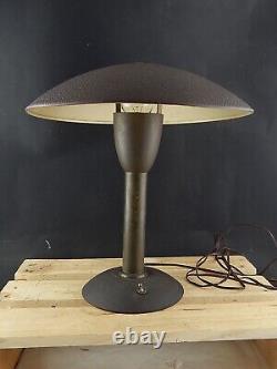 Ancienne Lampe De Table Art Déco 1930 En Laiton Avec Gauffrage Siemens Milan