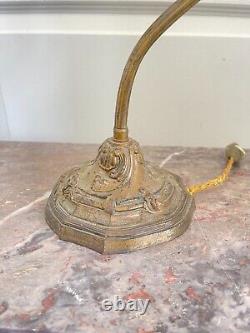 Ancienne Lampe Laiton Art Déco 1920 Tulipe Pate de verre Signée RETHONDES