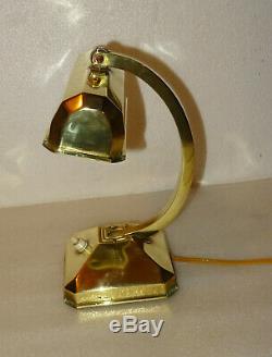 Ancienne Petite Lampe De Bureau De Notaire Reglable En Laiton Des Annees 50-60
