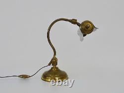 Ancienne lampe de piano articulée, lampe de notaire, lampe de banquier en laiton