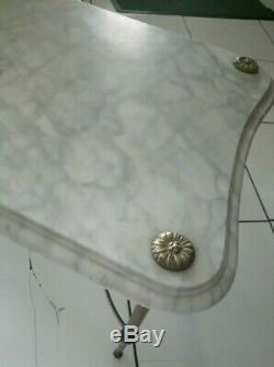 Ancienne table basse structure laiton plateau marbre art deco