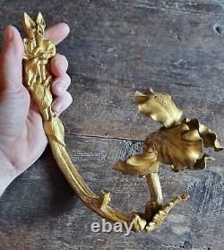 Antique Art Nouveau 6 lustres en laiton doré bras d'appliques marqués 23 cm