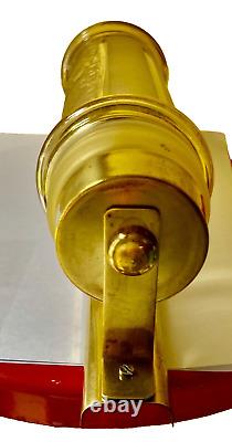 Applique art déco moderniste tube verre gravé et doré fixation laiton Bauhaus