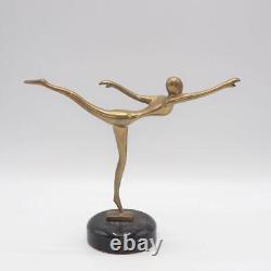 Art Déco Laiton Ballerine Dancer Gymnaste Figurine Statuette