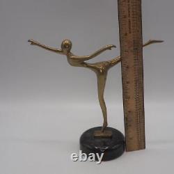 Art Déco Laiton Ballerine Dancer Gymnaste Figurine Statuette