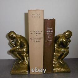 Art déco PM CRAFTSMAN USA Serre-livres (2) Bronze doré 1930/40