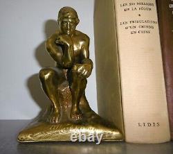 Art déco PM CRAFTSMAN USA Serre-livres (2) Bronze doré 1930/40