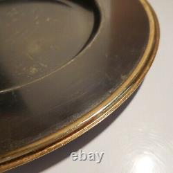Assiette plate ronde métal doré laiton vintage art déco design XXe France N4637