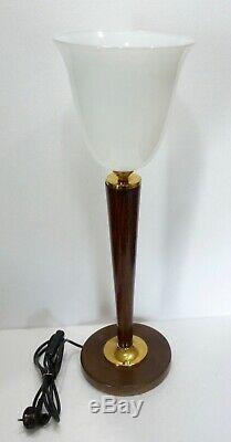 Authentique LAMPE de bureau style ART DECO tulipe opaline blanche