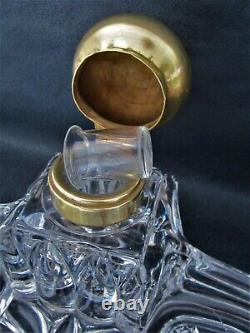 BACCARAT ancien encrier en cristal estampillé bouchon Bronze ou laiton 23,5cm