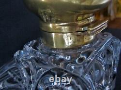 BACCARAT ancien encrier en cristal estampillé bouchon Bronze ou laiton 23,5cm
