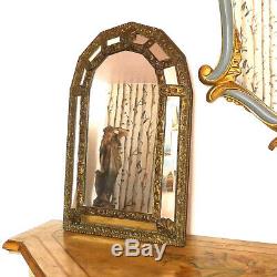 Beau miroir à parcloses en laiton, époque 1900/1920