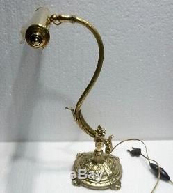 Belle LAMPE DE BUREAU ancienne bronze et laiton recevable et orientable