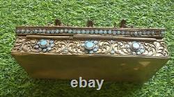 Boite bijoux personnage Boîte corail et turquoise ethnique tibétaine objets XXe