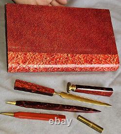 Boîte coffret Faux-Livre stylo plume cachet / sceau crayo Art Déco Bakélite
