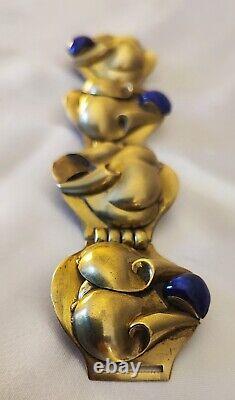 Bracelet Periode Art Deco Decor Avec Pierres Lapis Lazuli D'afghanistan