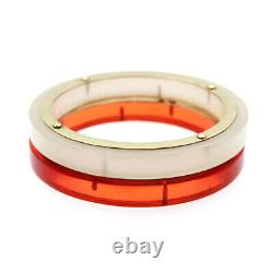 Bracelets Art déco en bakélite Prystal et laiton orange & blanc Vintage 30s